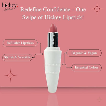 Hickey Lipstick,White limited edition: Moisturising, Long-Lasting Lip color