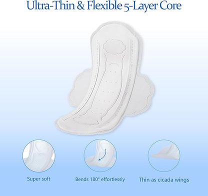 MODAL Pads for Women, Unscented Daily Thin Sanitary Pads for Period with Wings, 9.5 Inch(240 mm), Regular, 8 Count