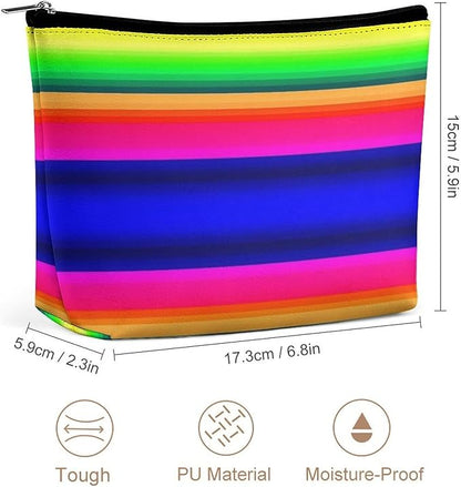 Women's Fashion Zipper Cosmetic Case, Portable Makeup Case, Personality Toiletry Bag, Travel Cosmetic Toiletry Bag Colorful Mexican Blanket Stripes
