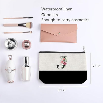 Initial Makeup Bag, Personalized Gifts for Women, Personalized Makeup Bag, Bridesmaid Gifts, Cosmetic bags for Women (Letter J)