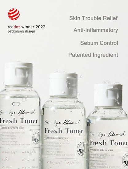 MIZON Goodbye Blemish Fresh Toner, BHA, Niacinamide for Excessive Sebum, Troubled Skin, Acne Treatment, Breakout Treatment, Korean Skincare, Acne Spot Treatment, Smooth Skin (120ml/4.05 fl. oz.)
