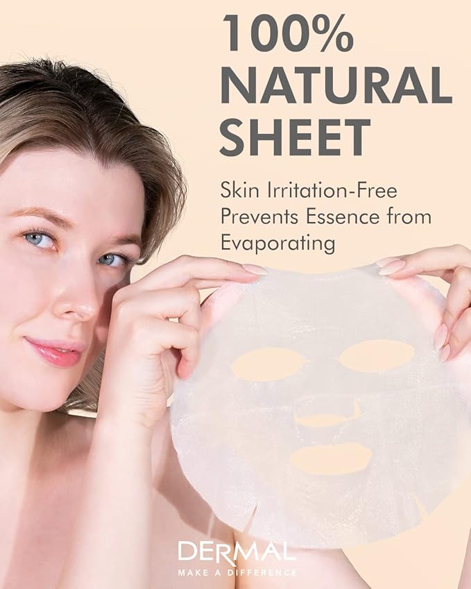 DERMAL Made in Korea Facial Mask – 20+ Years of Trusted K-Beauty, Premium Quality vs. Generic Chinese Masks, Best Value Sheet Mask for Daily Skincare – 16 Combo Pack A
