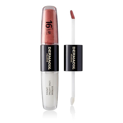 Dermacol NEW 16-Hour Lip Colour, Highly Pigmented Glossy Lip Stain, Two-Phase Lip Plumper Gloss, Kissproof Lip Makeup Products with Matte and Glitter Finish, n.5