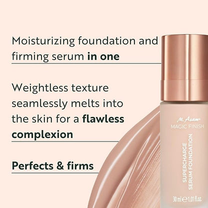 M. Asam MAGIC FINISH Supercharge Serum Foundation Rose Fair (1.01 Fl Oz) - Moisturizing Make Up & Firming Face Serum In One, Anti-aging CC Cream With Optimal Coverage & Hyaluronic Acid