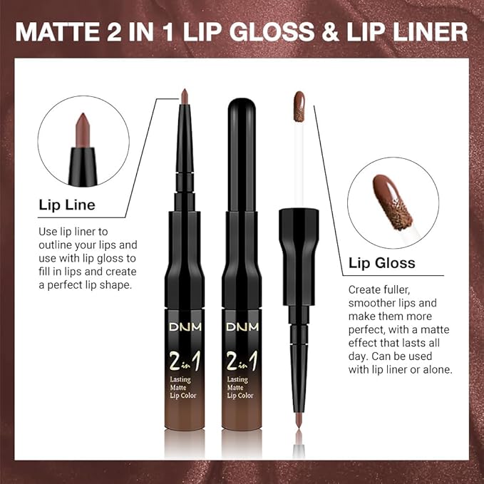 evpct 1Pcs Nude Brown Matte Lip Liner and Liquid Lipstick Stain Makeup Set for women, Brown Long Lasting Smudge Proof Lipstick labiales matte mate larga duracion listip 24 hours originales, 25#