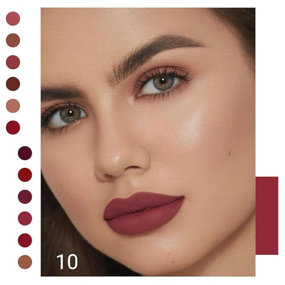 evpct 6Pcs Maroon Red Silky Velvet Matte Liquid Lipstick Lip Gloss Set for Women Long Lasting 24 Hours Color Stay Lipstick labiales matte larga duracion mate 24 horas originales 10#