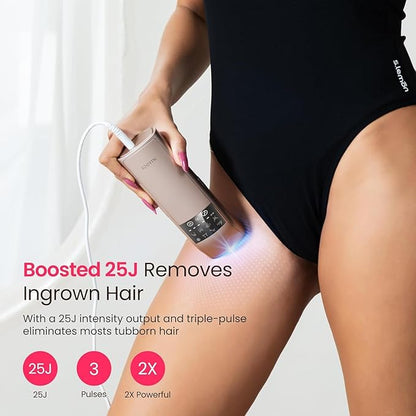 IPL Laser Hair Removal for Women and Men, 25J Triple-Pulse Permanent Hair Removal Device for Ingrown & Coarse Hair, 37°F Painless Sapphire Ice Cooling Hair Removal for Legs, Facial, Armpits, Bikini