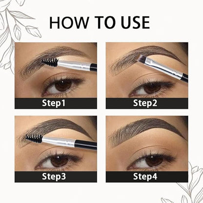 Medium Brown Eyebrow Powder Pomade Gel Shaper Makeup Kit with Dual-ended Brush, Eyebrow Stencil Kit for Women Shaping, Eye Brow Pomade Stencil Shaper Tinting kits for Women Long Lasting Waterproof