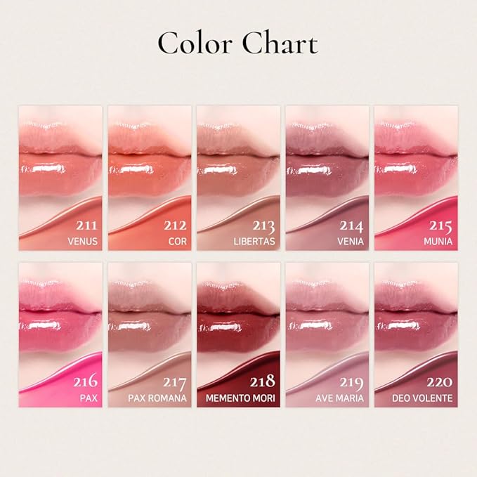 DINTO Blur-Glowy Lip Tint - Glossy Finish, Hydrating, Long Lasting, Lightweight Texture, Non-Sticky, Vegan & Cruelty-Free, K beauty (217 Pax Romana, 0.11 fl.oz) (30 colors)