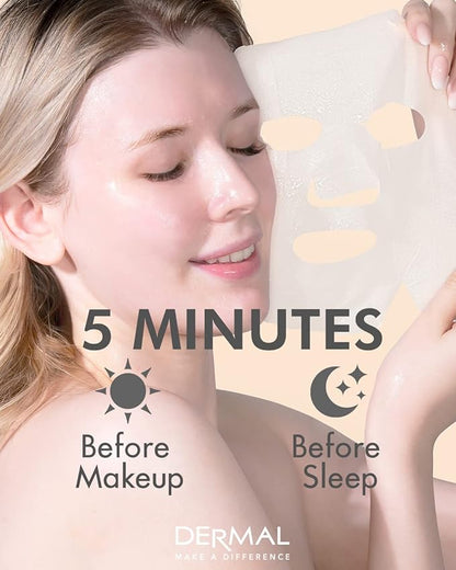 DERMAL Made in Korea Facial Mask – 20+ Years of Trusted K-Beauty, Premium Quality vs. Generic Chinese Masks, Best Value Sheet Mask for Daily Skincare – 16 Combo Pack A
