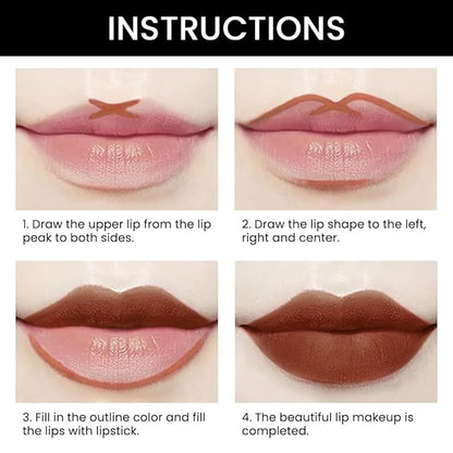 2-in-1 Dark Brown Lip Liner & Lipstick Set Kit for Women, Matte Lips Kit with Lip Liner Lip Stains Long Lasting Waterproof 24 Hour Lipstick and Lip Liners Combo Lipliners Pencil Set 39