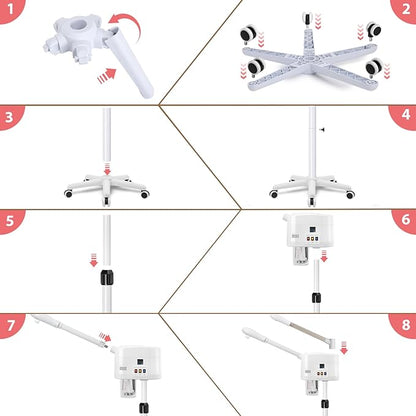 2 in 1 Hot and Cold Facial Steamer,Professional Face Steamer on Wheels for Beauty Salon, Spa or Home Use