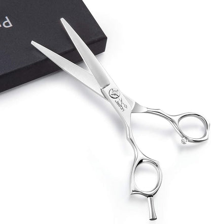 JASON 6 Inch Left Handed Barber Hair Cutting Scissors Professional Salon Shears Razor Edge Hairdressing Scissor Japanese Stainless Steel Reversible Haircut Shear for Men Women Christmas Gift