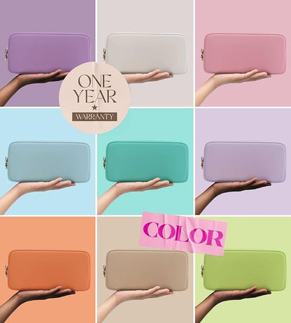 Embla Makeup Bag Travel Cosmetics Pouch and Toiletry Bag, Nylon Zipper Pouch Purse, Cute Make Up Organizer Storage Tote for Women Girls, Waterproof Travel Skincare Case, Small Makeup Bags, Lilac