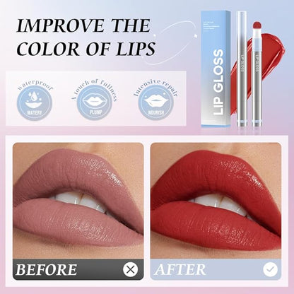 Cushion Lip Gloss Matte Lip Tint – Long-Lasting Lightweight Color, Soft Plush Applicator for Gradient Blurred Lips, Non-Sticky Velvet Finish Hydrating Lip Stain 03#–Brick Red