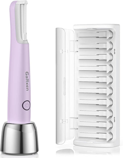Sonic Dermaplaning Tool for Women, Rechargeable Face Dermaplane Razor Sonic Edge Technology for Facial Hair, Exfoliating and Peach Fuzz, 10 Refill Blades Purple