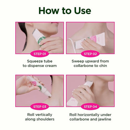 CKD Retino Collagen Gua Sha Neck Cream - Firming Cream for Neck and Jawline Tightening, Lifting, and Wrinkle Reduction with Stainless Steel Roller. Korean Skin Care,1.69 fl oz.