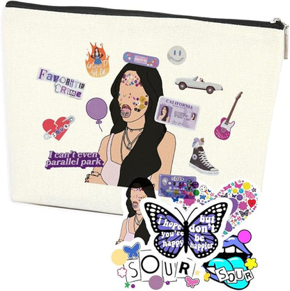 Azteoiz Fun Cosmetic Bag and 5 Stickers Sour-Album Gift Music Gift Music Lover Gift Fan Lover Classic Inspiration Music Gift Ladies Her Friend I Can't Even Parallel Park Wash Bag Gift