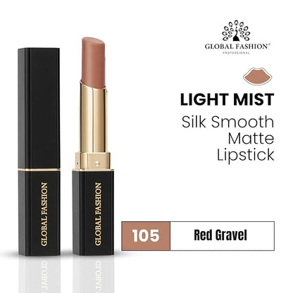 Global Fashion Silk Smooth Matte Lipstick – Long-Lasting, Luxurious Color, Rich Hydration, Lightweight Formula, Lightweight Matte Lip Color for Women, Available in Multiple Shades (105, 0.12 oz)