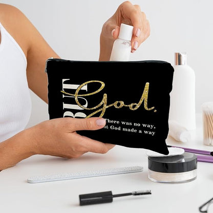 Christian Makeup Bag, Christian Gifts for Women, There Was No Way but God Made a Way Bible Verse Scripture Cosmetic Bags for Women, Bible Verse Gifts, Religious Gifts for Christian Woman