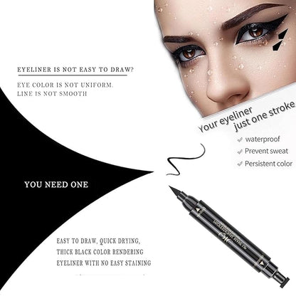 Cream Eyeshadow Stick and Wings Eyeliner Stamp Set Mothers Day Gift, Nude Pink Eye Shadow Pencil Shimmer Smoothing Eyeshadow Pen and Liner,Highlighter Stick, Multi-Dimensional Eye Makeup
