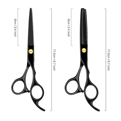 Professional Home Hair Cutting Kit Home Haircutting Scissors Barber Salon Home Thinning Shears Kit with Comb Case for Men Women Black