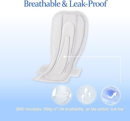 MODAL Heavy Flow Pads for Women Overnight, Unscented Sanitary Pads for Period with Wings, 16.5 Inch(420 mm), Extra Heavy Overnight, 4 Count
