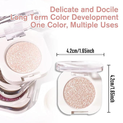 Pear White Single Glitter Eyeshadow Makeup, Neutral Powde Eye Shadow for Women, White Shimmer Singles Eyeshadow Palette Pigmented Waterproof, sombras para ojos, Girls Monochrome Eyeshadows Gift