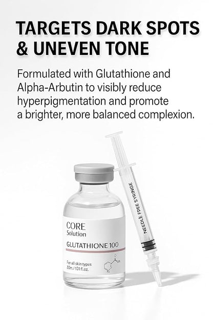 Glutathione 100 Ampoule - Fragrance Free Korean Skin Care Serum with Glutathione for Tone Support & Visible Clarity - Lightweight Brightening Serum, Suitable for Regular Skincare Routine