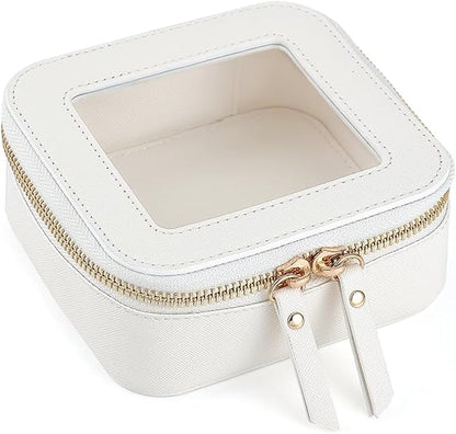 Small Clear Makeup Bag Travel Cosmetic Case, Portable Make Up Organizer Traveling Compact Car Bag for Essentials Transparent Toiletry Bag with Zipper