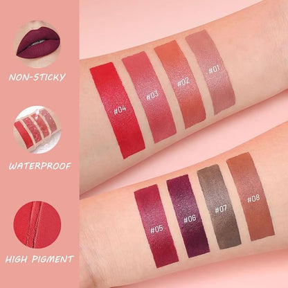 BINGBRUSH 2in1 Matte Lip Liner and Lipstick Combo, Lipstick for Women, Longwear Waterproof Lip Liner Pencil, Matte lipstick Smudge Proof Lip Combo sets, Women's Long Lasting Lip Makeup (2#Peach Heat)