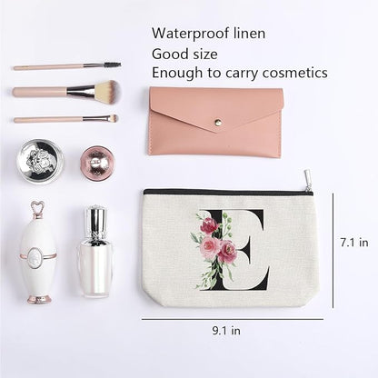 Initial Makeup Bag, Personalized Gifts for Women, Bridesmaid Gifts, Birthday Gifts for Women Mom, Gifts for Best Friend, Bride Bridesmaid Cosmetic bag (Letter E)