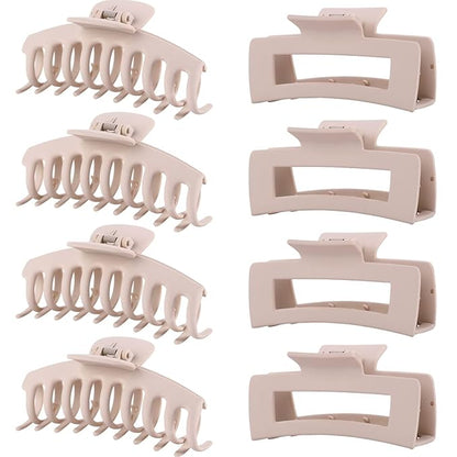 Blond Hair Clips for Women - 8 Pack 4.3 Inch Large Matte Banana Claw Clips for Women Thin Thick Curly Hair, Big Strong Hold jaw