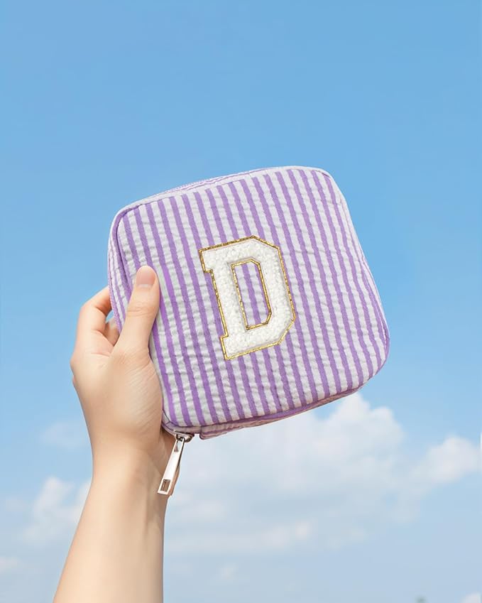 LETGO Travel Makeup Bag for Girls, Initial Makeup Bag | Small Makeup Bag | Teen Girl Gifts for Teenage | Birthday Gifts for Women | Unique Gifts for Girls | Car Organizer