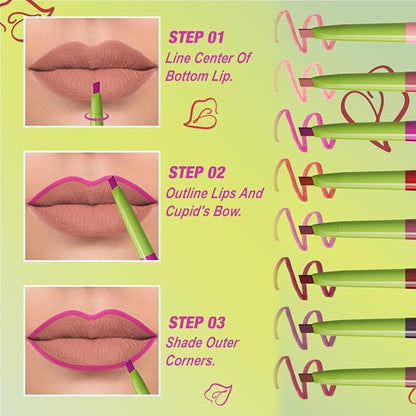 evpct Hot Pink Triangle Lip Liner Pencil Stick for Women, Retractable Lips Liner Pen Triangle Tip for Sculpting & Filling & Plumping, Longwear Lipliners Pencil, Vegan Cruelty Free Lip Filler Plumper