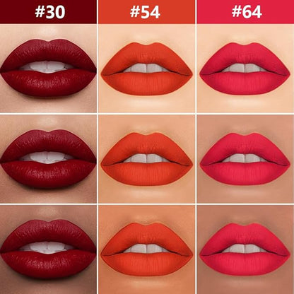 evpct 3Pcs Dark Red Orange Fire Red Matte Lip Liner & Liquid Lipstick Stain Makeup Set for Women, Lip Liner Stain Long Lasting Waterproof Smudge Proof, Cruelty Free Lip Makeup 24 hours original labios