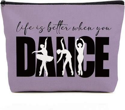 Fkovcdy Dance Bag - Ballet Makeup Bag, Cute Small Cosmetic Bag for Dancers - Dance Lover Gifts for Recital, Birthday, Christmas, Graduation, Travel - Blue