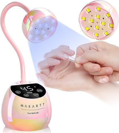 Makartt UV LED Nail Lamp - Gooseneck UV Light for Nails Cordless Rechargeable USB 39W Dryer LED Lamp with Auto Sensor 4 Timer Settings Fast Curing for Nail Art Polish (Glazed Pink)