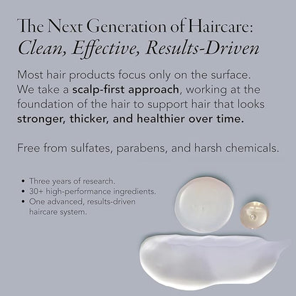 Caldera + Lab Hair Care System for Men – Shampoo, Conditioner & Leave-In Scalp Serum | Clean, Sulfate-Free Set | Fuller-Looking, Stronger Hair | Gift-Ready