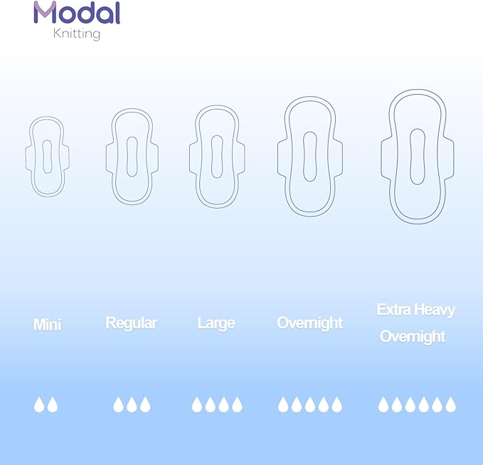MODAL Heavy Flow Pads for Women Overnight, Unscented Sanitary Pads for Period with Wings, 14.1 Inch(360 mm), Overnight, 10 Count