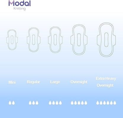 MODAL Heavy Flow Pads for Women Overnight, Unscented Sanitary Pads for Period with Wings, 16.5 Inch(420 mm), Extra Heavy Overnight, 4 Count