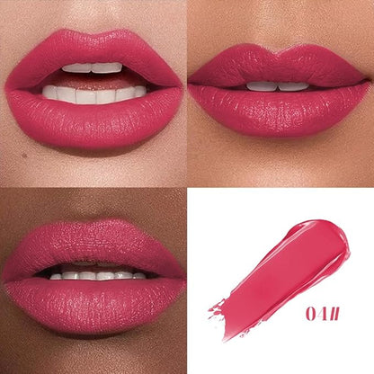 Cushion Lip Gloss Matte Lip Tint – Long-Lasting Lightweight Color, Soft Plush Applicator for Gradient Blurred Lips, Non-Sticky Velvet Finish Hydrating Lip Stain 04#–Plum Pink