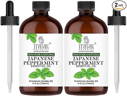 Peppermint Essential Oil - 100% Pure and Natural Oil with Premium Glass Dropper - Undiluted Essential Oil for Aromatherapy, Diffuser, Hair Care, Skin Massage and DIY's | 4 fl oz (Pack of 2)