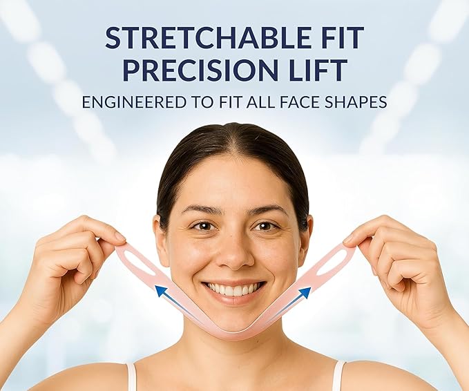 Stylia V Line Lifting Collagen Mask - Lift, Firm & Contour Jawline - Tightening Double Chin Strap with Hyaluronic Acid & Aloe - Neck Lift & Face Tightening Mask - Jawline Shaper Face Lift Tape (5PC)
