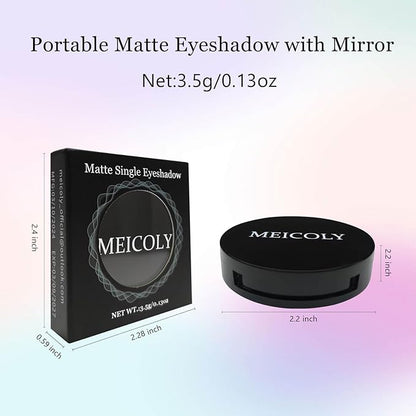MEICOLY White Single Eyeshadow with Mirror,Matte Eye Shadow for Halloween Makeup,Pressed Powder Eyeshadow,Matte Shade Eyelid Color Eye Makeup for Women Girls,High Pigment,Long Wear,Waterproof,Natural