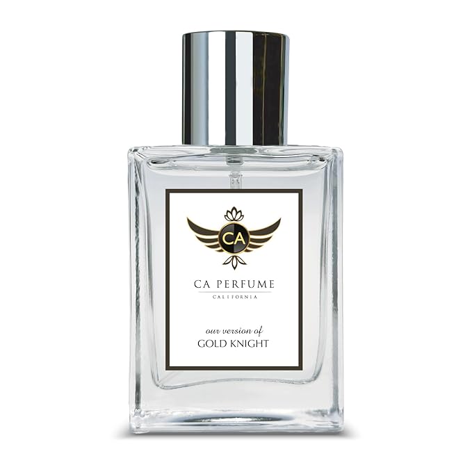 CA Perfume Impression of Gold Knight for Men Amber Woody Fragrance Long Lasting Mens Cologne Eau De Parfum 1.7 Fl Oz 50ml