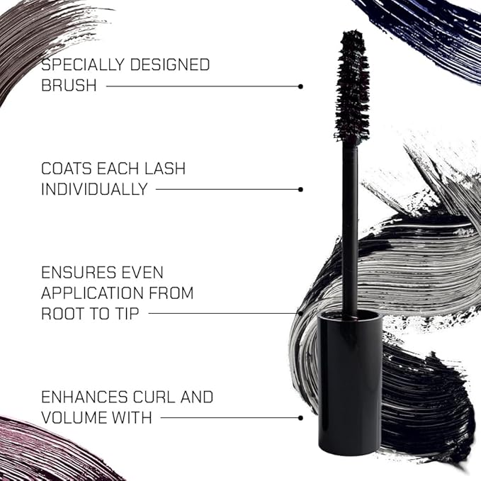 Radiant Professional Lengthening Mascara with silicone brush – Smudge-Proof Curl Mascara Volume and Length for Sensitive Eyes, Cruelty Free, Ideal for Mature & Young Women, 0.43 oz (03 Blue)