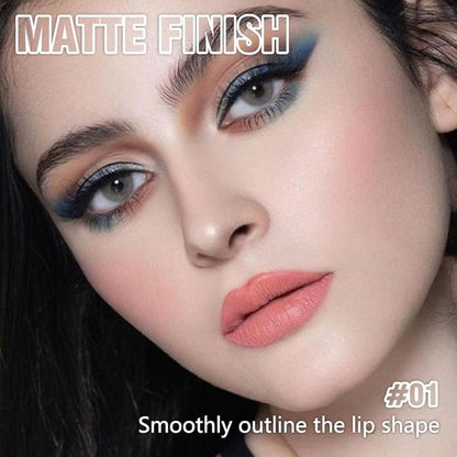 Matte Lipstick Crayon Set for Women, Rose Pink 24 Hour Lipstick Lip Liner Pencil, Neutral Lip Stick Lipliner Long Lasting Waterproof Smudge Proof, Vegan & Cruelty-Free, 01