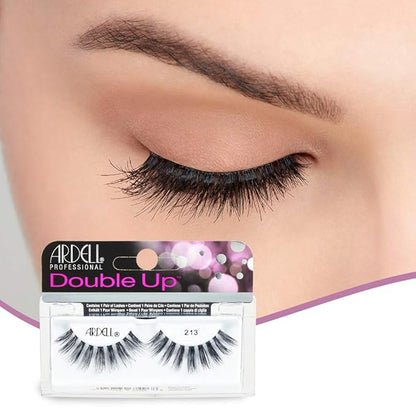 Ardell Double Up 213 False Eyelashes - Dramatic Volume, Reusable Strip Wispy Lashes for Bold Eye Look, 4 Pairs