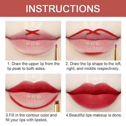 BINGBRUSH 3Pcs 2-in-1 Dark Wine Red Lip Liner and Lipstick Combo Set for Women, Matte Lips Kit with Lipliner Pencil Set Lip Stains Long Lasting Waterproof 24 Hour Original